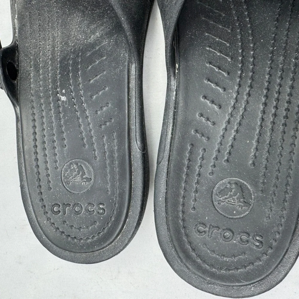 Crocs Patricia‎ Wedge Sandals Womens Size 11 Black Strappy Open Toe Casual